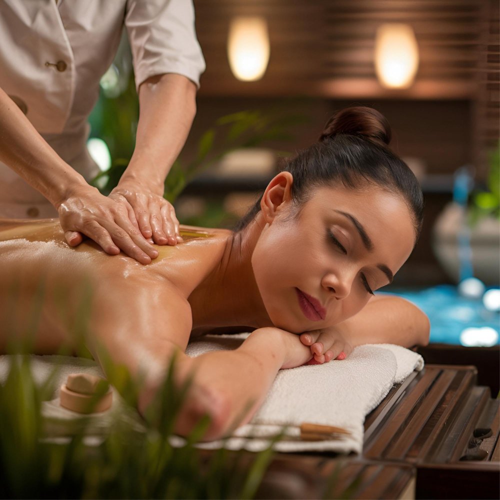 Therapist preparing oils and towels